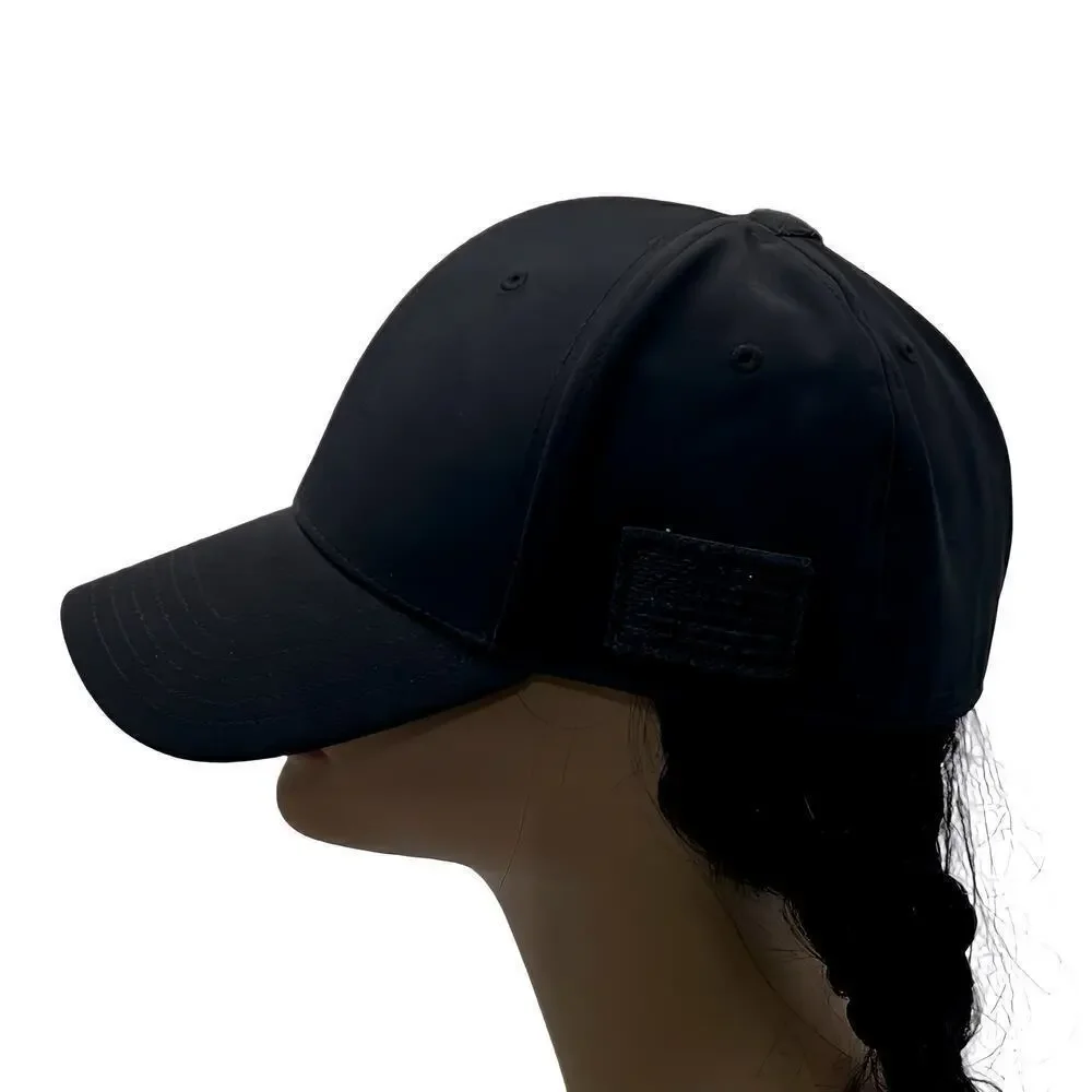 Under Armour Classic Black Fitted Stretch Cap tonal American Flag & Logo L/XL